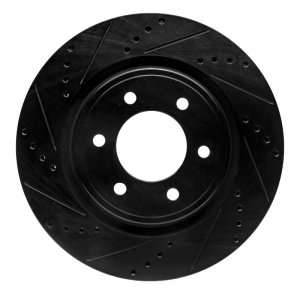 Ford Bronco Brake Rotor (1) - Front Left - R1 Concepts - Drilled & Slotted - Black - `21-`25